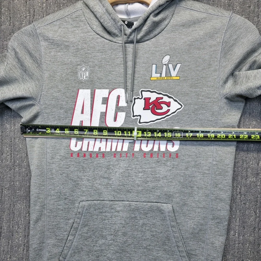 Nike KC Chiefs Super Bowl LIV 54 AFC Champions Hoodie‎ Mens M Gray Dri-FIT NFL